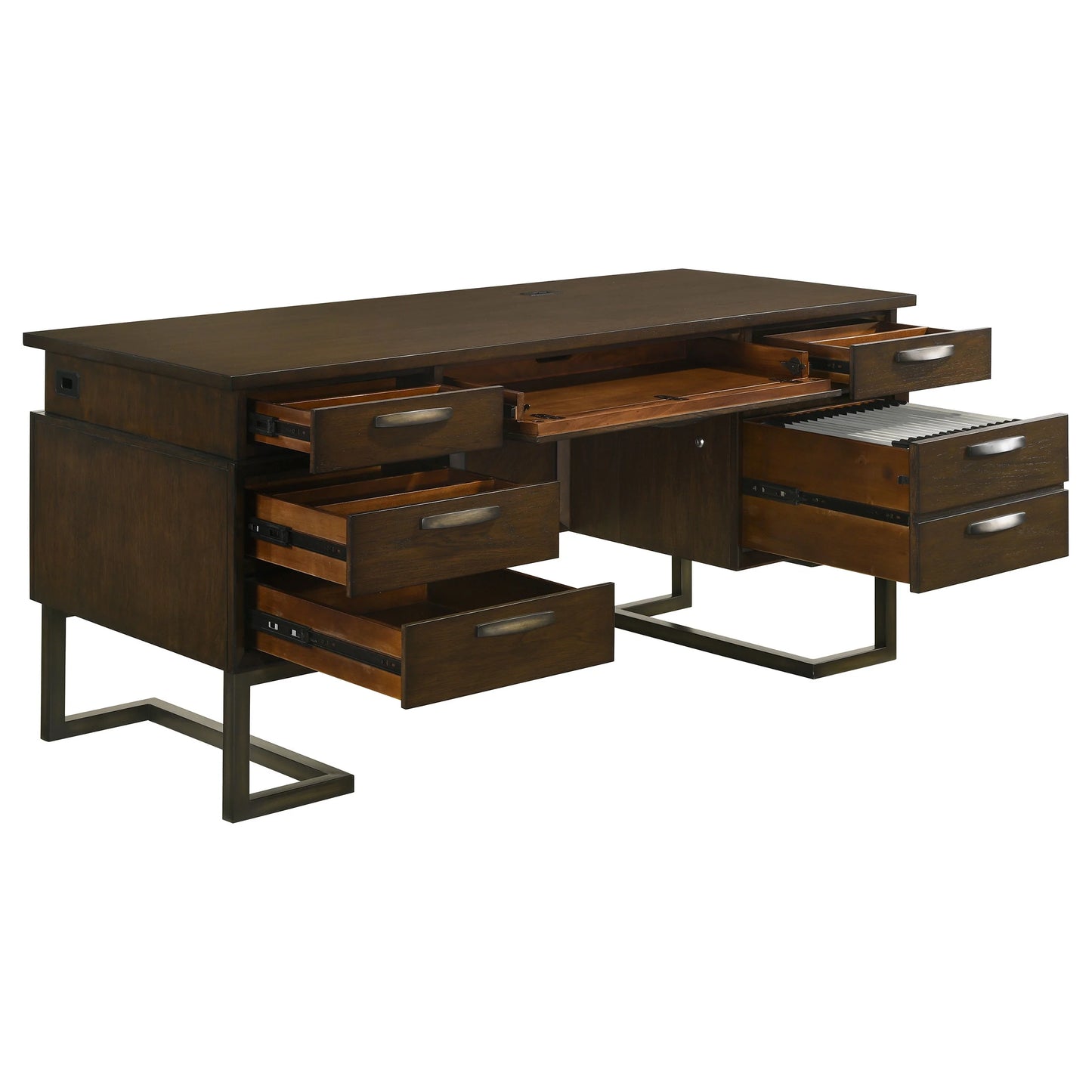 Marshall Executive Desk - Elegant Dark Walnut Finish with Functional Design for Modern Offices