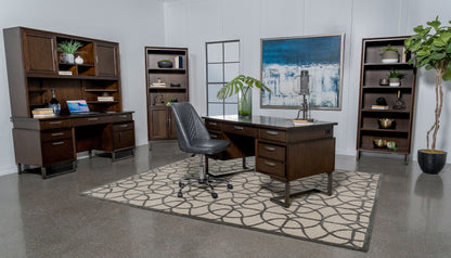 Marshall Executive Desk - Elegant Dark Walnut Finish with Functional Design for Modern Offices