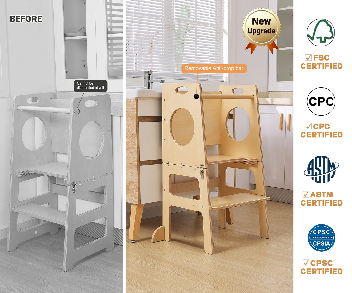 Transformative 4-in-1 Montessori Study Tower with Chalkboard: The Ideal Kitchen Companion for Toddlers Aged 1-6