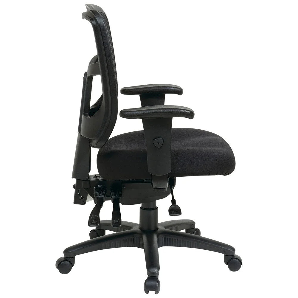 Progrid Back Managers Office Chair - Ergonomic Black Mesh Seat with 2-Way Adjustable Arms