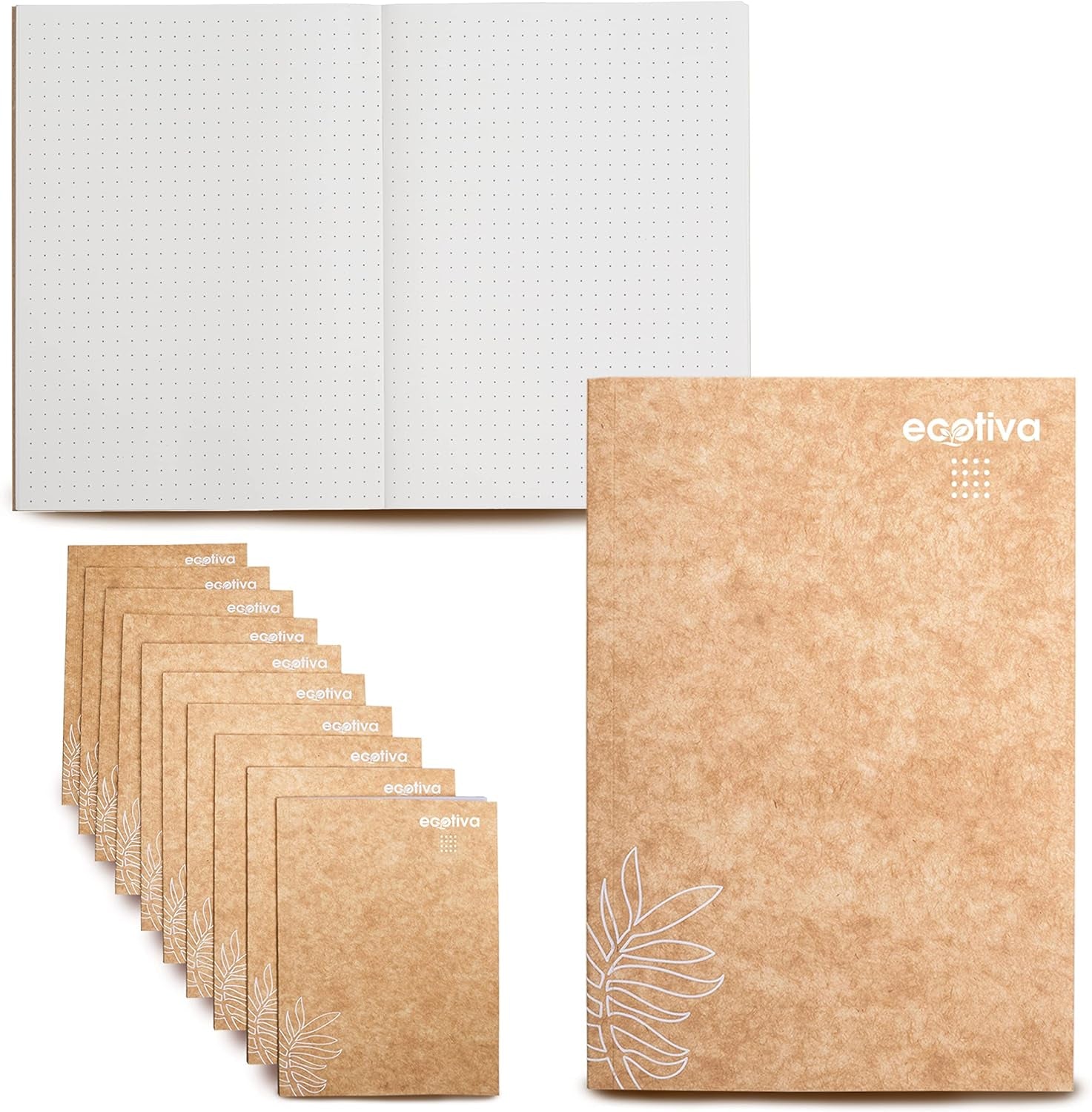 Premium Eco-Friendly Dotted Notebooks - 10 Pack of 100% Recycled A5 Notebooks with Thick Pages for Writing and Journaling