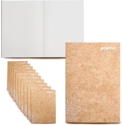 Premium Eco-Friendly Dotted Notebooks - 10 Pack of 100% Recycled A5 Notebooks with Thick Pages for Writing and Journaling