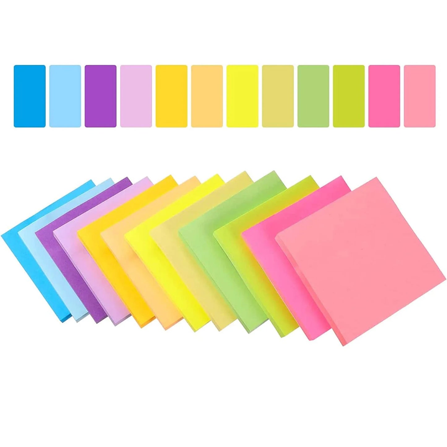 Vibrant 6-Color Set of 3x3 Inch Fluorescent Sticky Note Pads - Ideal for Planners and Office Use