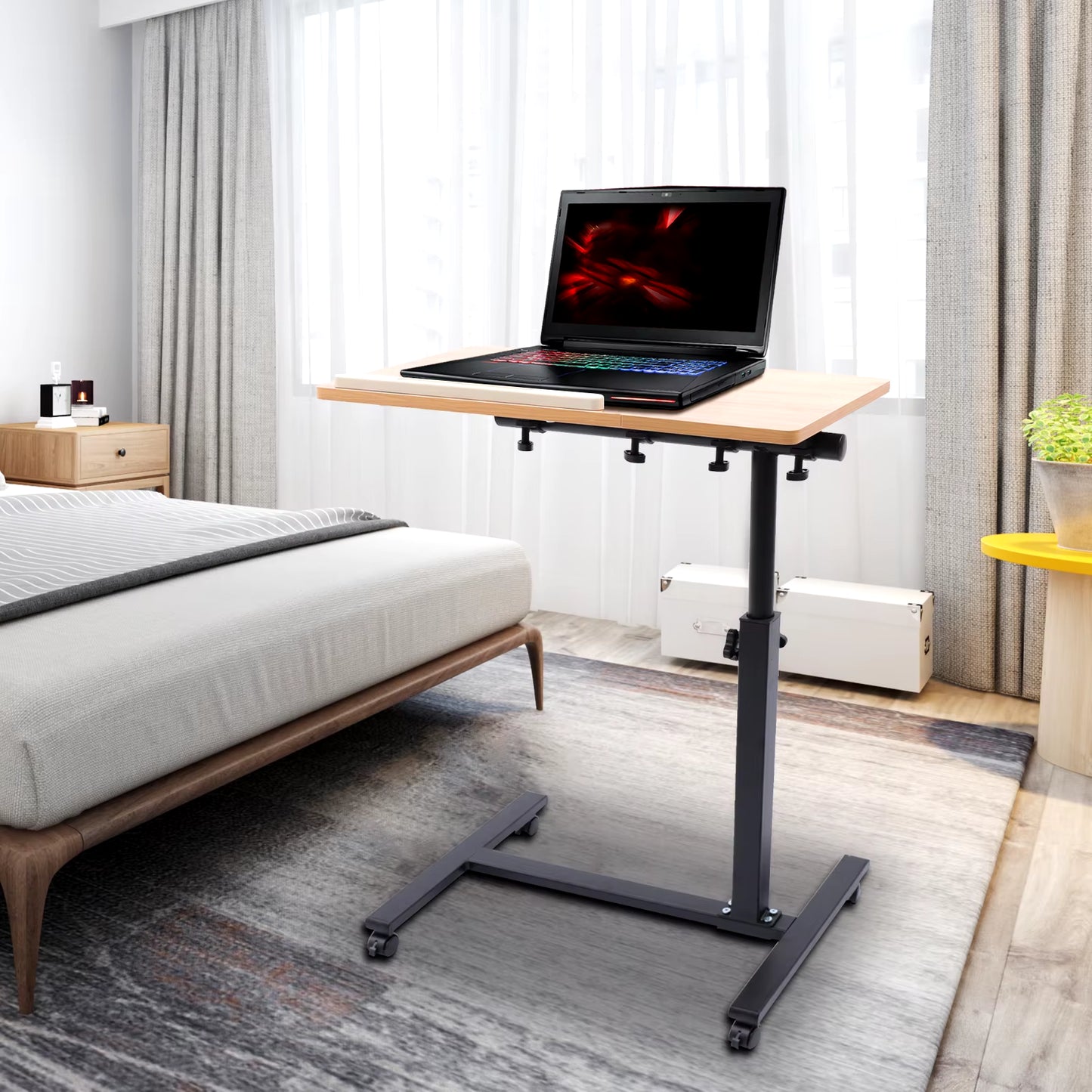 Height Adjustable Portable Mobile Lift Computer Folding Desk - Perfect for Study and Work