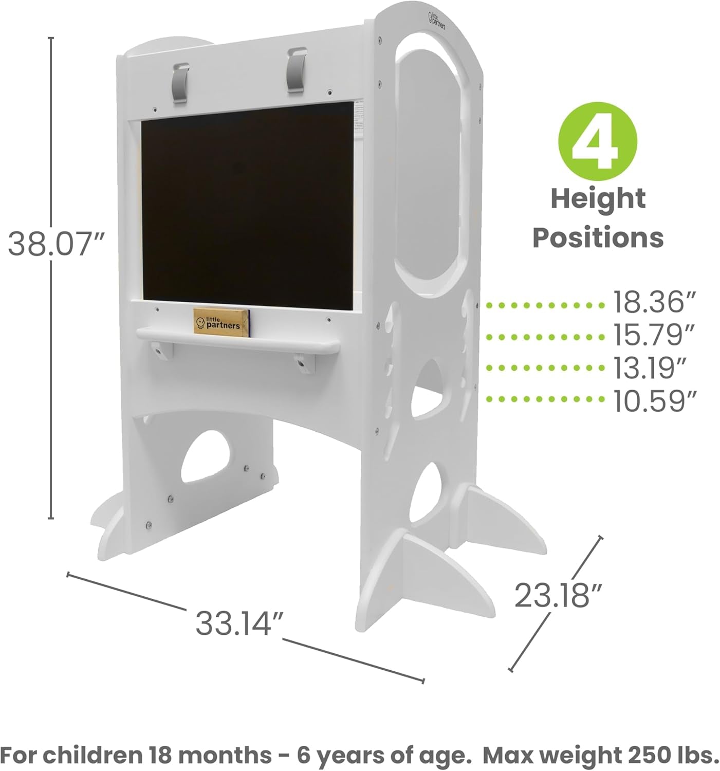 Limited Edition Learning Tower: Versatile Toddler Step Stool and Activity Center with Adjustable Height, Chalkboard, and Safety Rails in Soft White