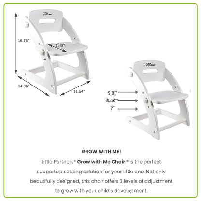 Elevate Your Child's Seating Experience with Adjustable Height Grow with Me Chairs – Stylish Wooden High Chairs for Toddlers and Children (Set of 2, Supports Up to 50 lbs) in Soft White Finish