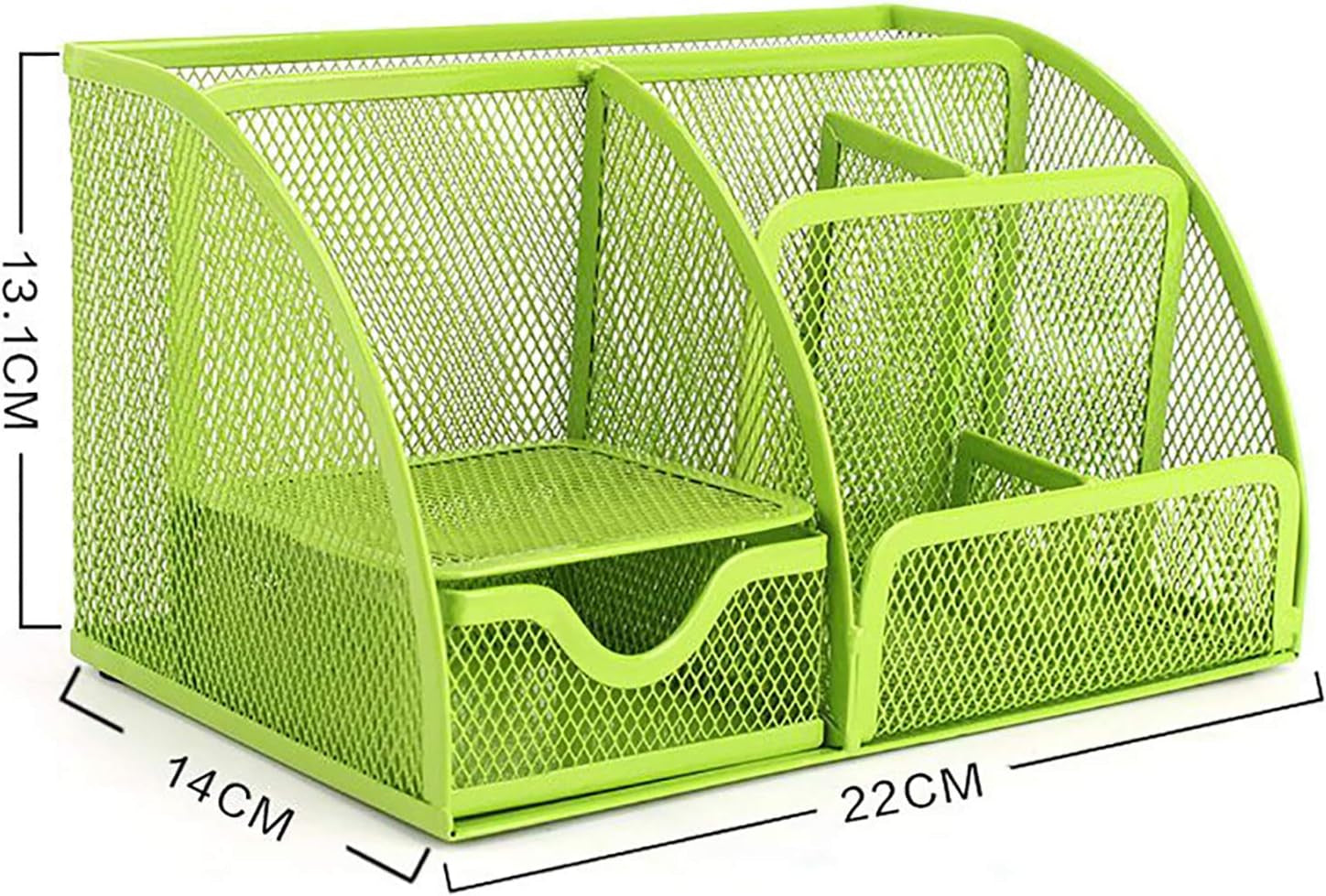 Stylish Green Mesh Desk Organizer with 6 Compartments and Drawer for Office and School Supplies