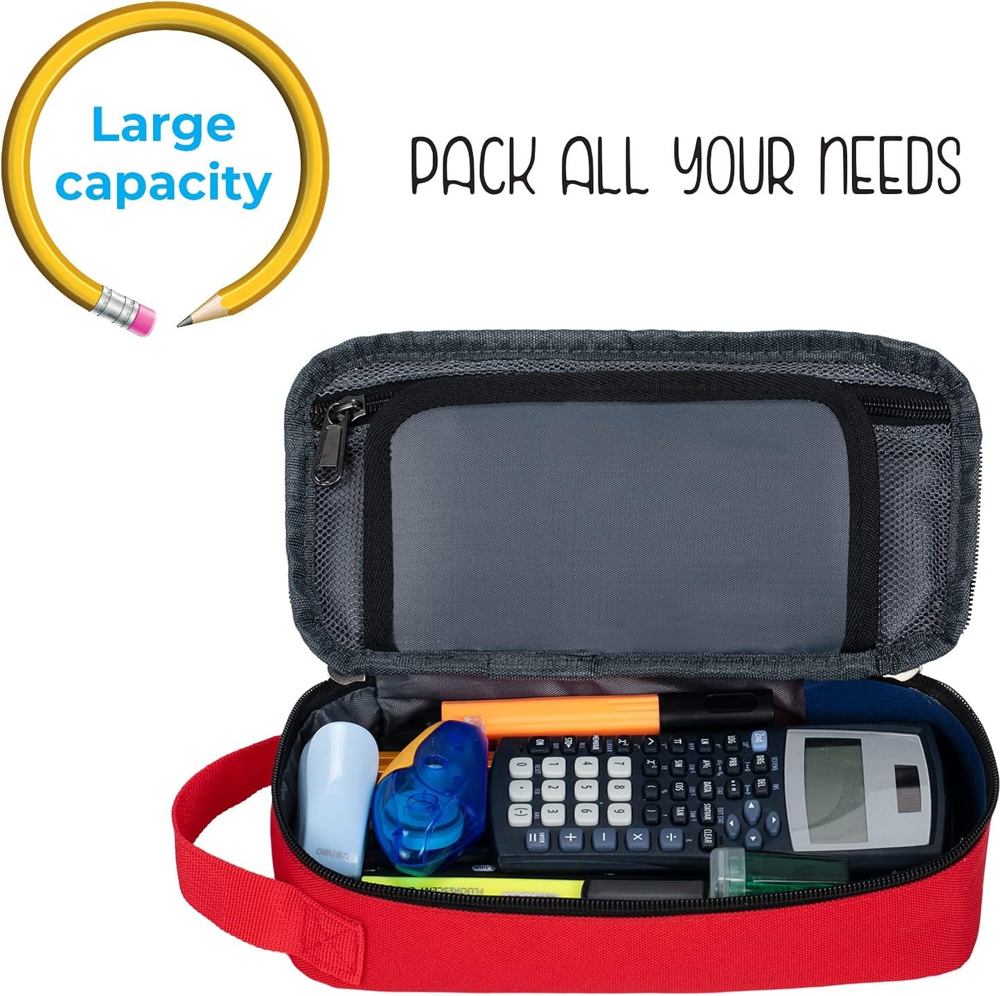 Stylish Large Capacity Red Pencil Case for Ultimate Organization