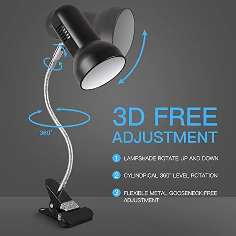 Versatile 360° Flexible Clip-On Desk Lamp - Ideal for Reading, Home Office, and Bedroom Lighting