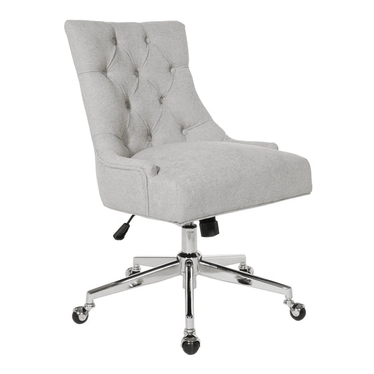 Sophisticated Amelia Office Chair in Fog Gray Fabric with Chrome Base for Ultimate Comfort and Style