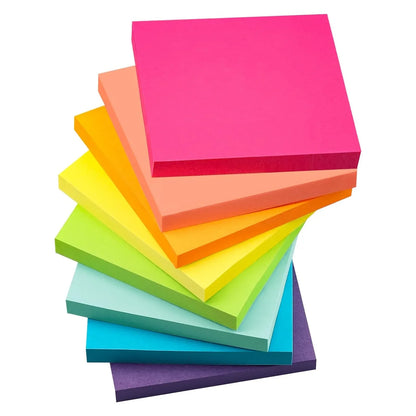 Vibrant 6-Color Set of 3x3 Inch Fluorescent Sticky Note Pads - Ideal for Planners and Office Use