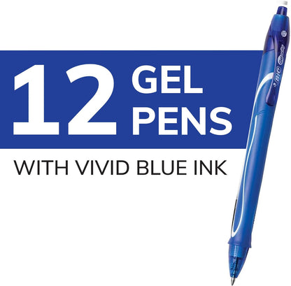 BIC Gel-ocity Retractable Quick Dry Gel Pen, Medium Point (0.7mm), Blue, Comfortable Full Grip