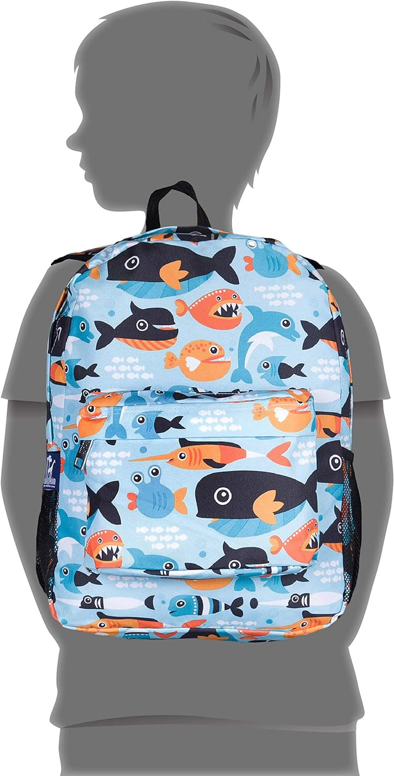 16-Inch Kids Backpack for Boys & Girls, Perfect for Elementary School Backpack, Features Padded Back & Adjustable Strap, Ideal Size for School & Travel Backpacks (Big Fish)