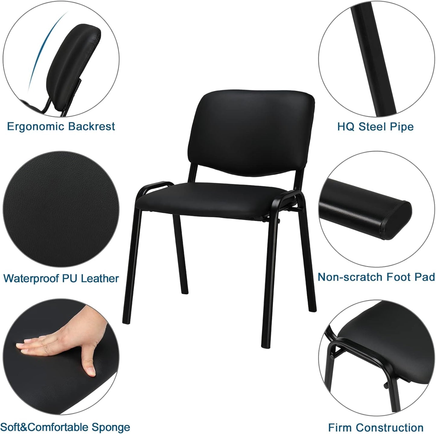 Premium PU Waiting Room Chairs - 5-Pack Stacking Solution for Office and Dining Spaces