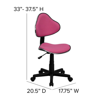 Pink Fabric Ergonomic Swivel Task Chair