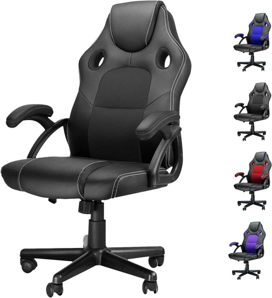 Ergonomic Gaming Chair for Teens - Comfortable Swivel Rolling Desk Chair in Classic Black, Perfect for Home Office and Gaming