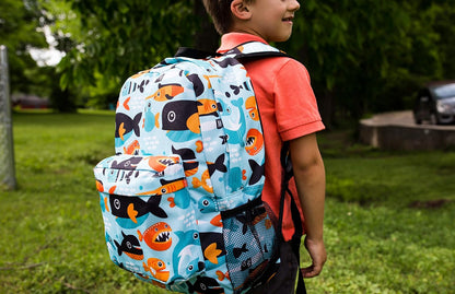 16-Inch Kids Backpack for Boys & Girls, Perfect for Elementary School Backpack, Features Padded Back & Adjustable Strap, Ideal Size for School & Travel Backpacks (Big Fish)