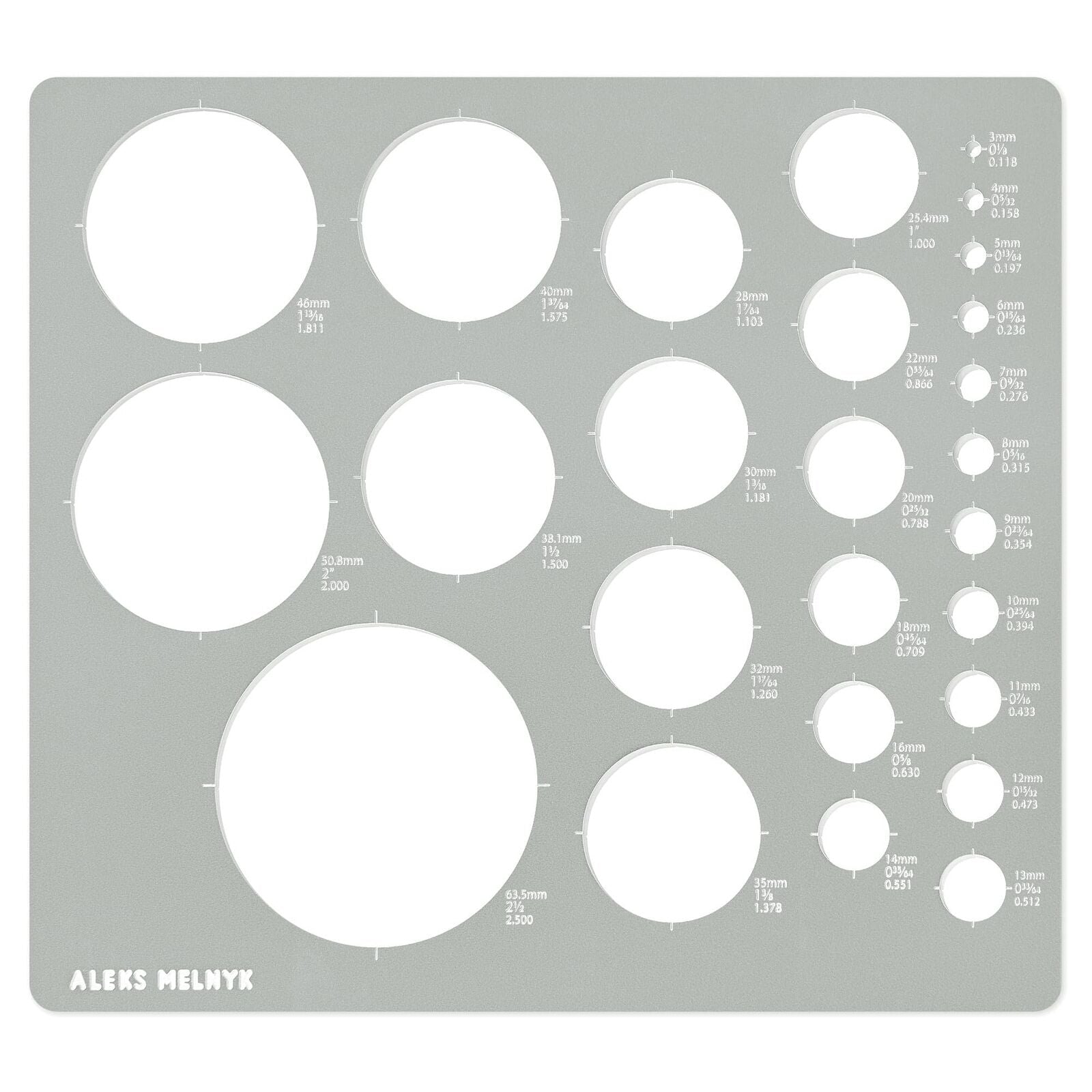 Precision Metal Circle Template with 37 Metric Circles for Accurate Drawing and Design