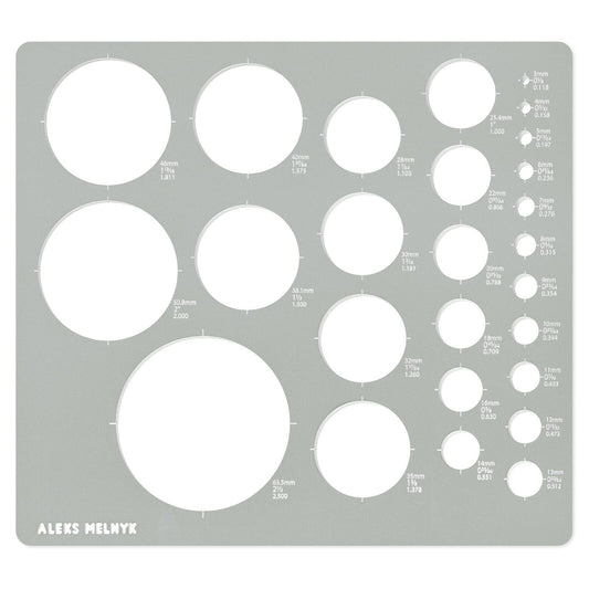 Precision Metal Circle Template with 37 Metric Circles for Accurate Drawing and Design