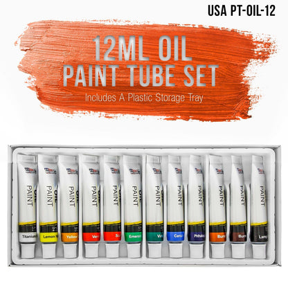 Professional 12 Color Oil Paint Set - 12ml Tubes for Artists and Students