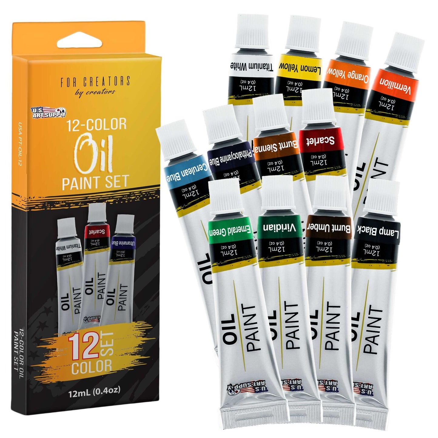 Professional 12 Color Oil Paint Set - 12ml Tubes for Artists and Students