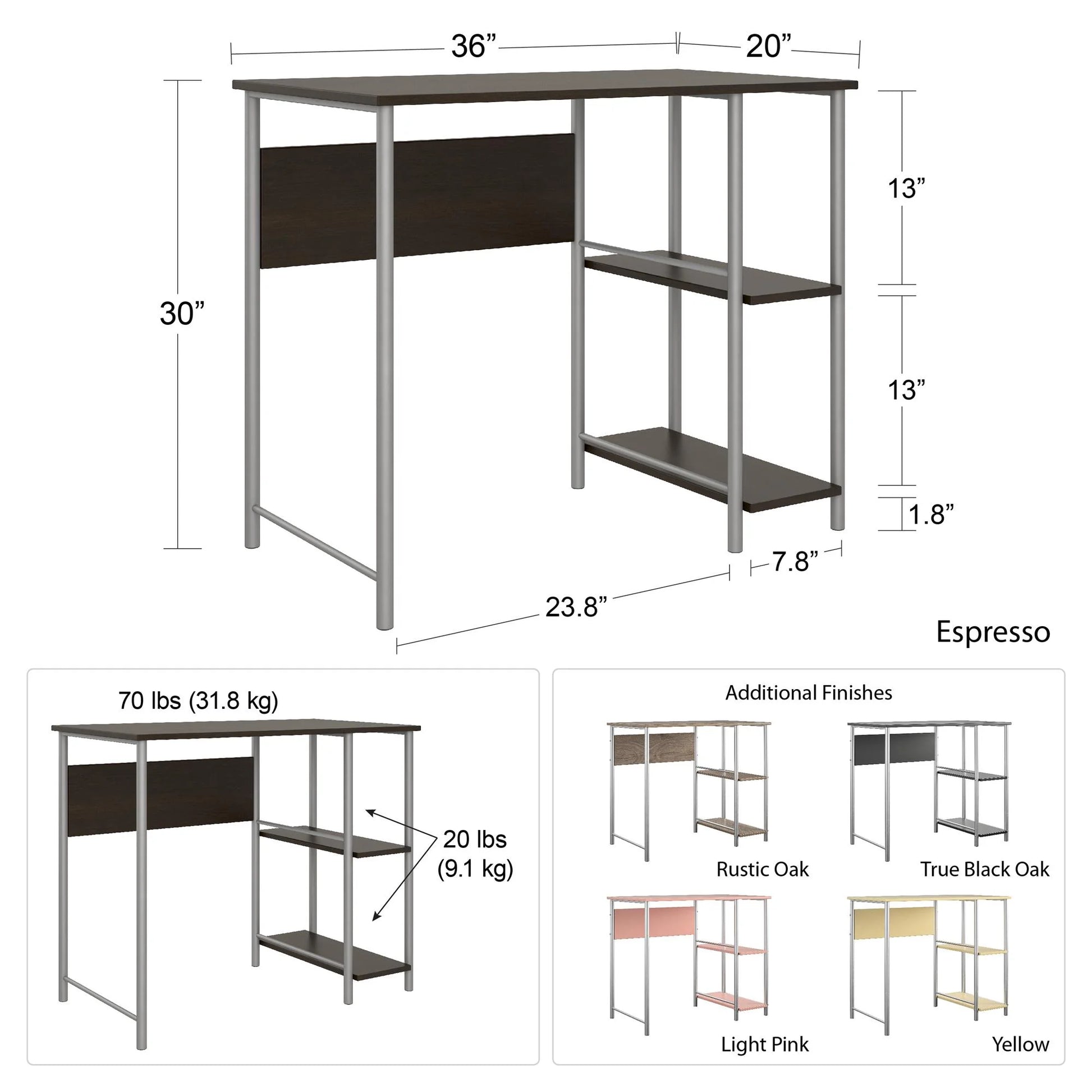 Mainstays Basic Metal Student Computer Desk