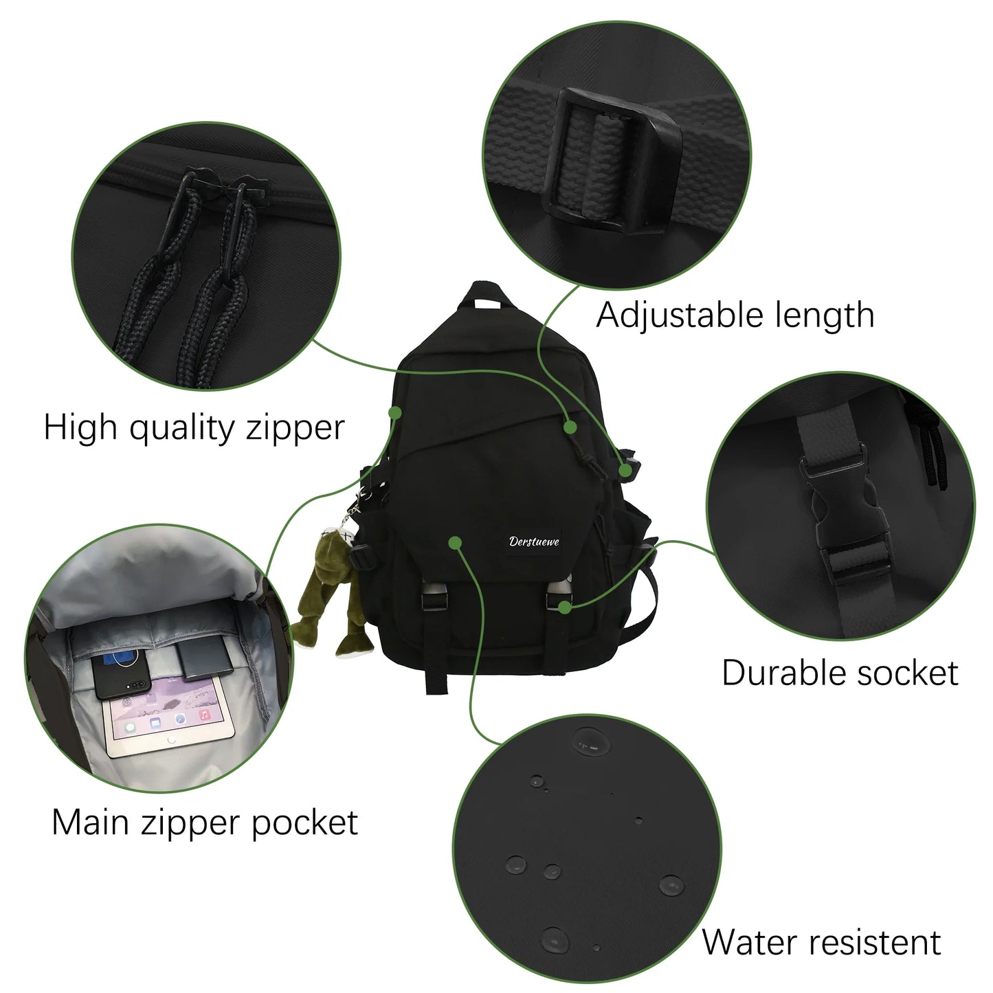 Versatile Black College Backpack - Ideal Travel Daypack for High School Students and Professionals