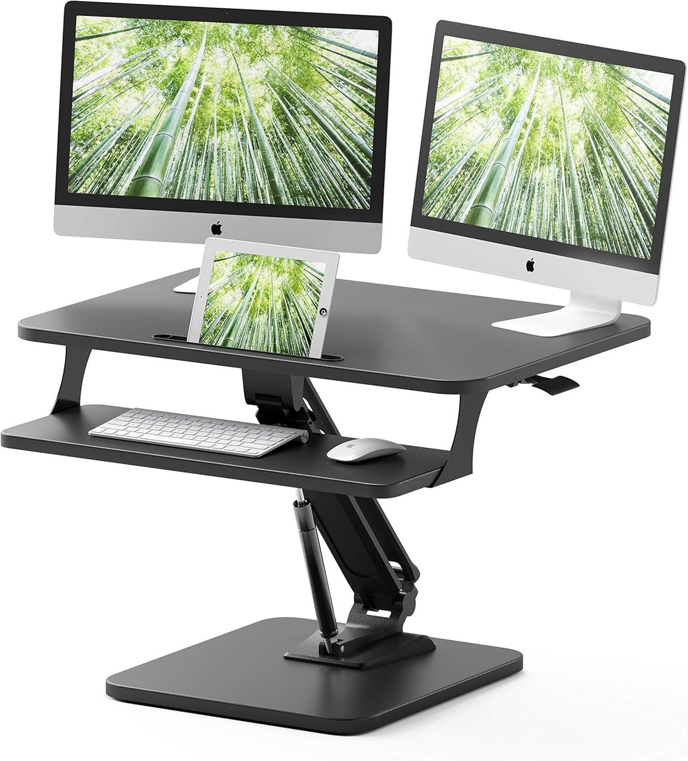 Ergonomic Gas Spring Stand Up Desk Converter - Adjustable Sit to Stand Workstation in Black