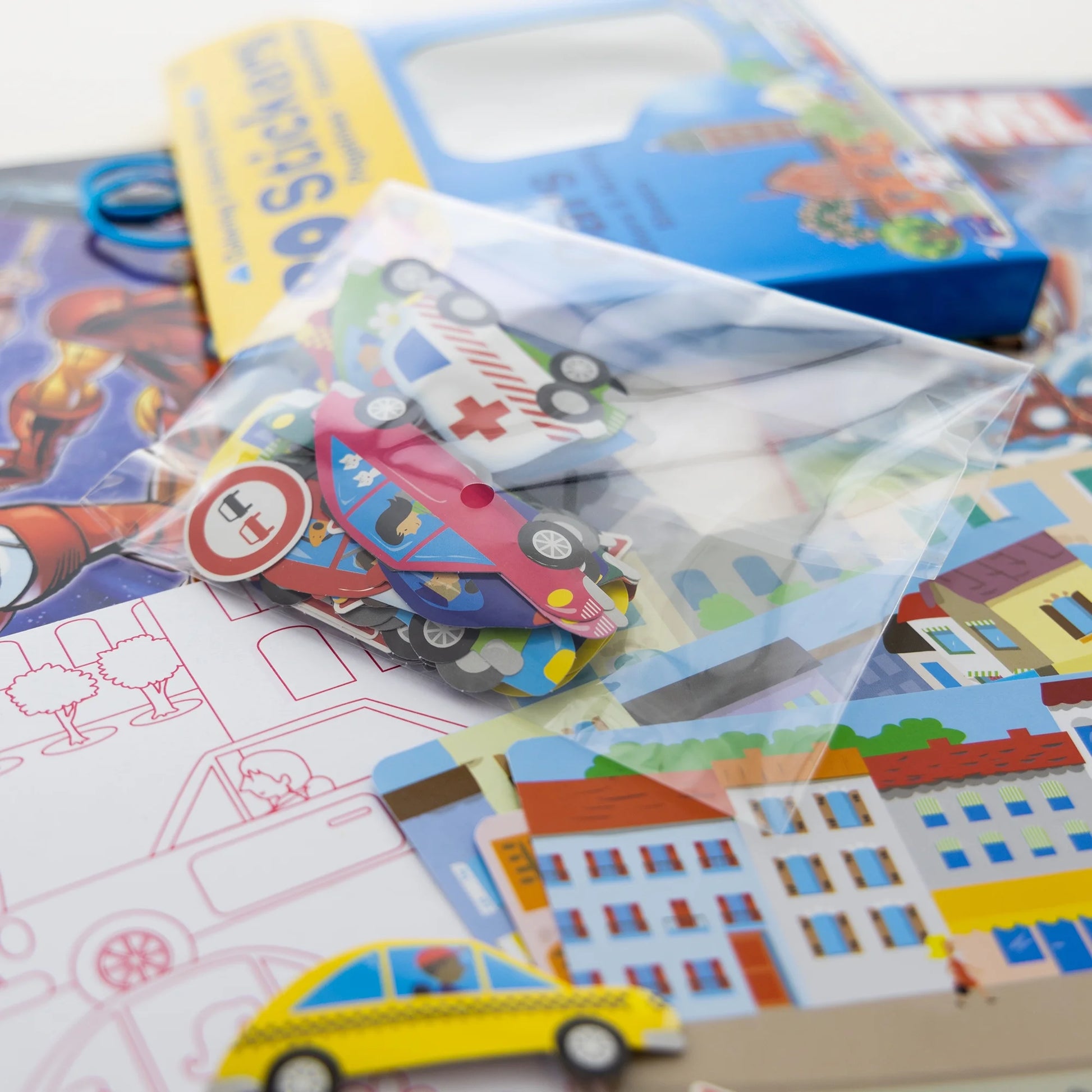 Superheroes Coloring and Activity Book Set, Include 2 Books, Colored Pencils & Car Stickers