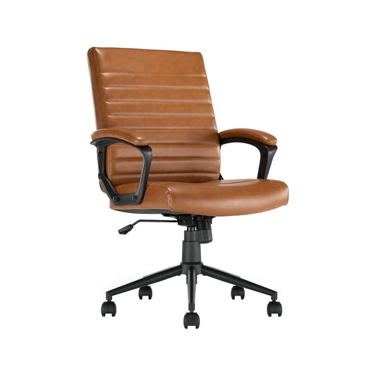 Transform Your Workspace with the Ergonomic Mid Back Desk Chair in Luxurious Cognac Bonded Leather