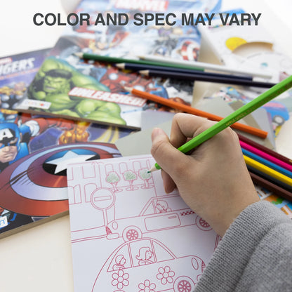 Superheroes Coloring and Activity Book Set, Include 2 Books, Colored Pencils & Car Stickers