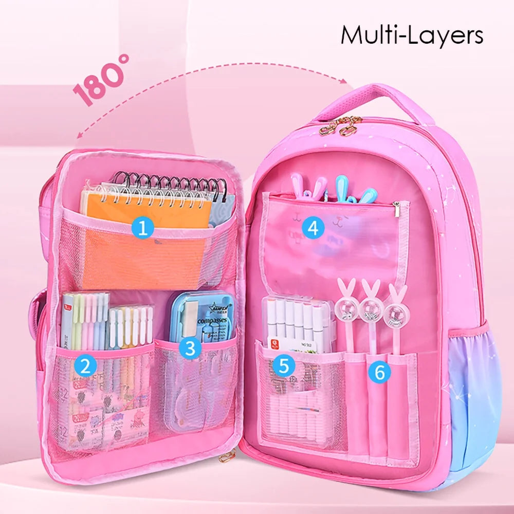 Charming Pink School Backpack Set for Girls - Perfect for Kids' School, Travel, and Adventures!