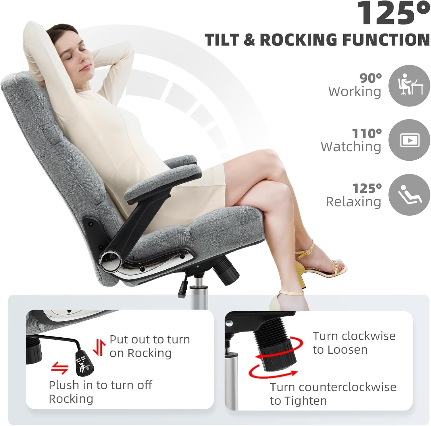 Ergonomic High Back Fabric Office Chair with Adjustable Features and Modern Design