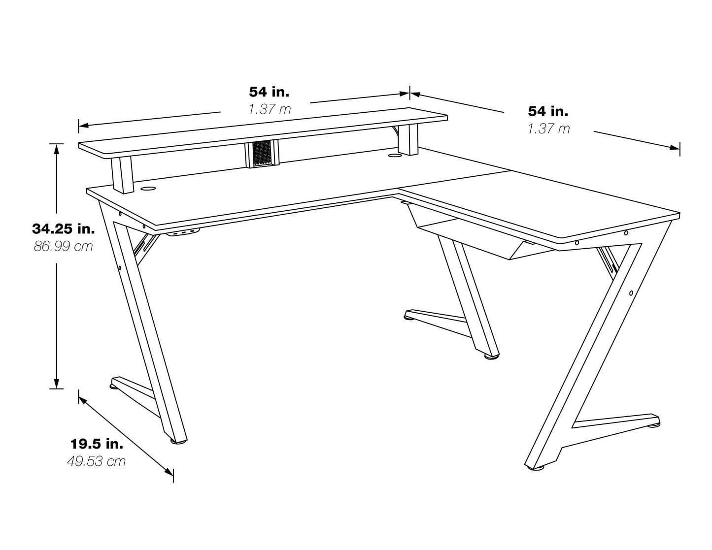 Avatar L-Shaped Gaming Desk with Carbon Fiber Top and Matte Red Steel Legs for Ultimate Gaming Experience