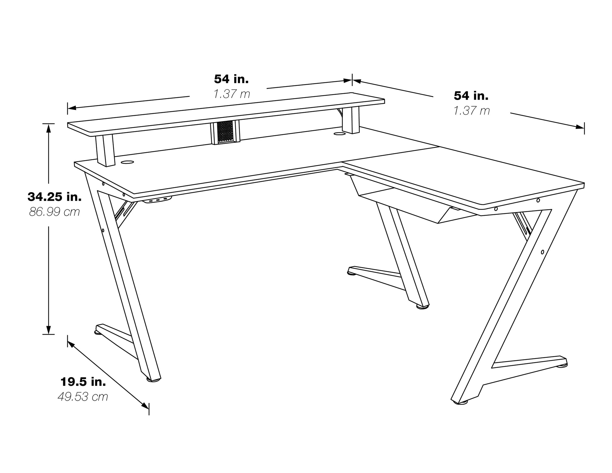 Avatar L-Shaped Gaming Desk with Carbon Fiber Top and Matte Red Steel Legs for Ultimate Gaming Experience