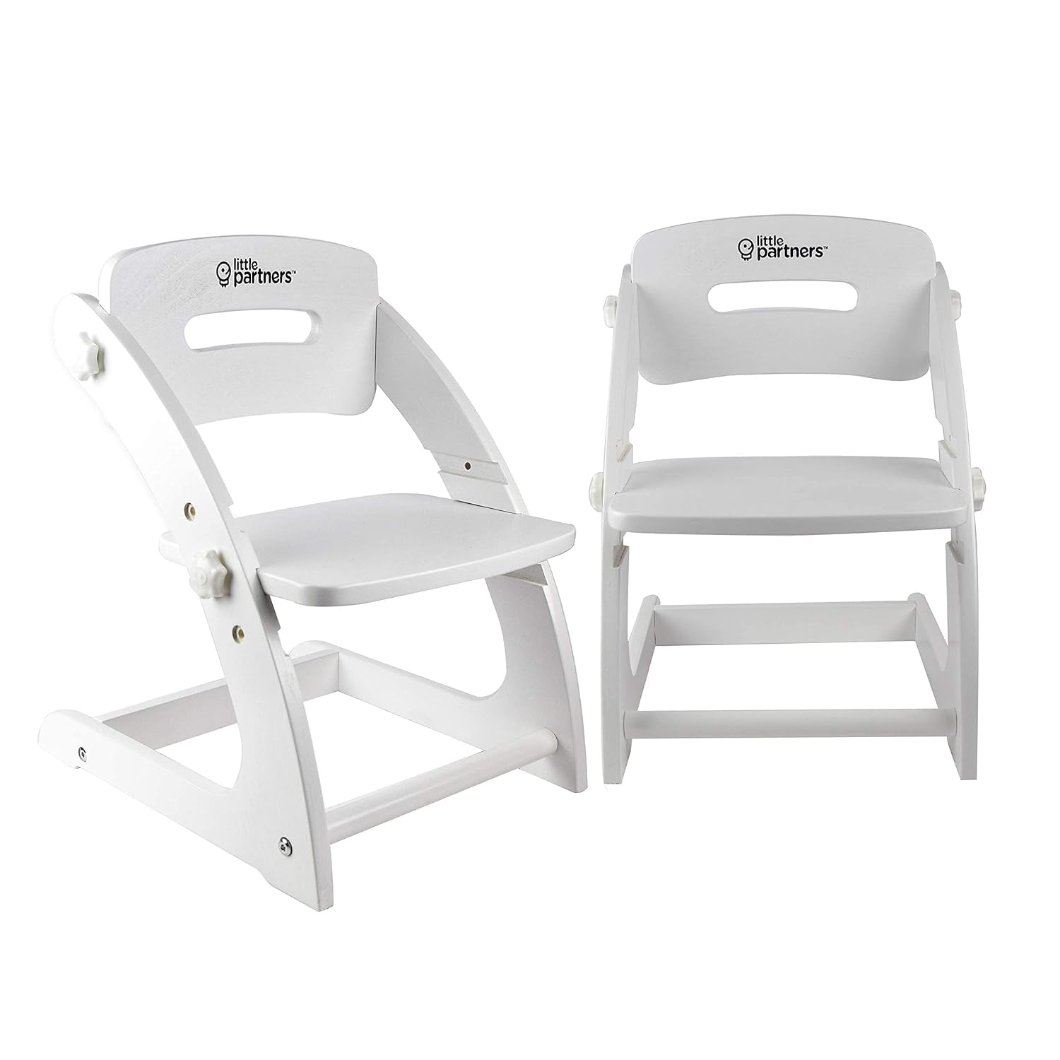 Elevate Your Child's Seating Experience with Adjustable Height Grow with Me Chairs – Stylish Wooden High Chairs for Toddlers and Children (Set of 2, Supports Up to 50 lbs) in Soft White Finish