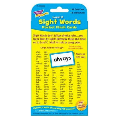 Engaging Sight Words Level B Flash Cards for Skill Development - 56 Durable Cards for Ages 6+