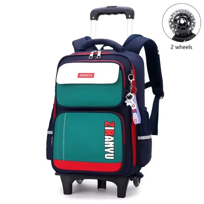 Stylish and Functional Student Rolling Backpack for Primary School Children - Trolley School Bag with Wheels for Easy Mobility