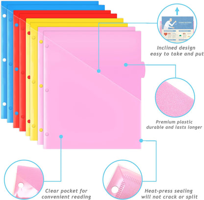 Ultimate Organization Solution: 24 Tabs Multi-Color Plastic Dividers with Clear Front Pockets for 3 Ring Binders