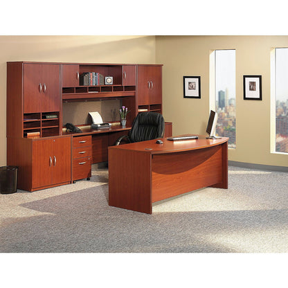 Elegant Series C 72" Bow Front Desk Shell in Rich Mahogany - Durable Engineered Wood Construction