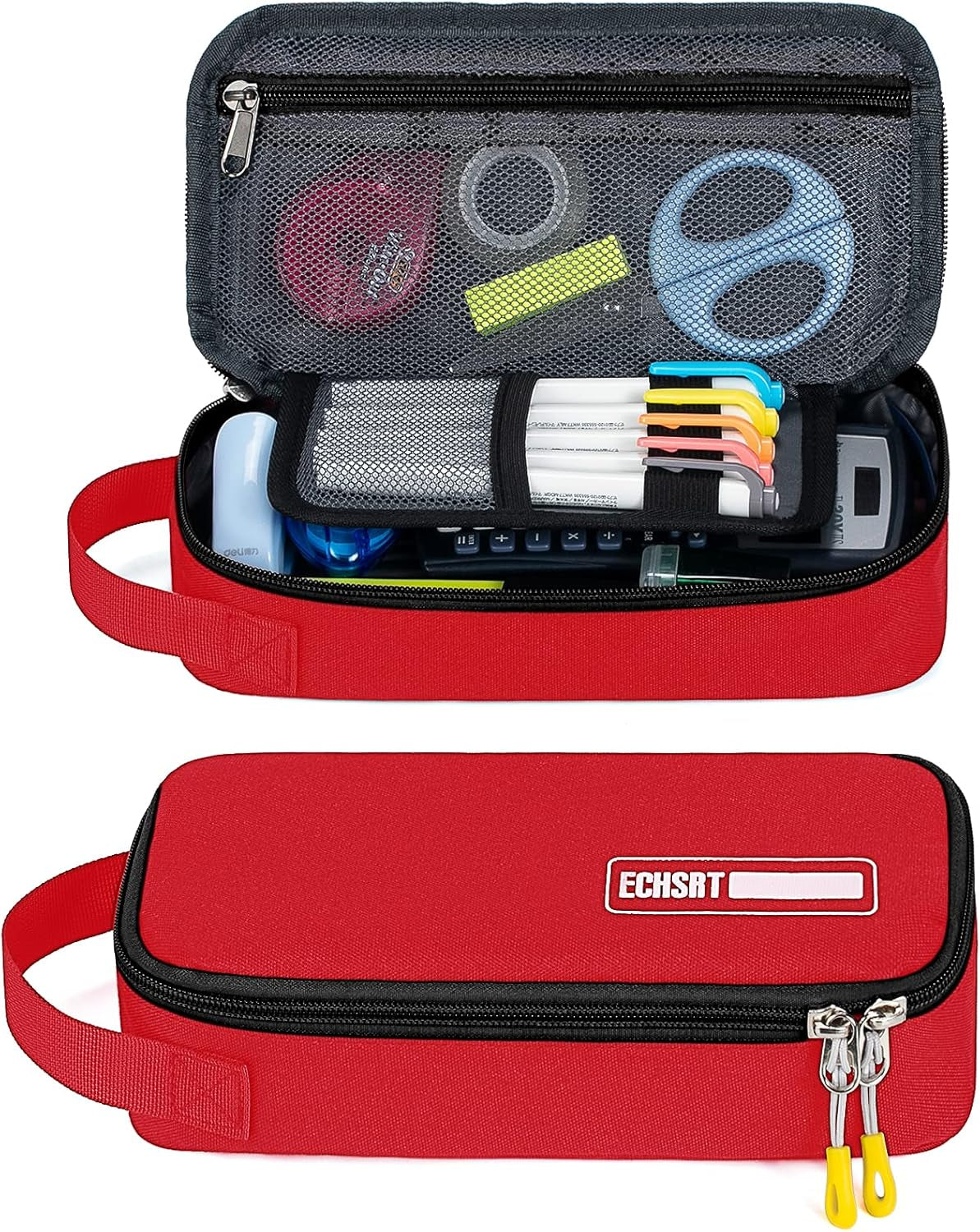 Stylish Large Capacity Red Pencil Case for Ultimate Organization