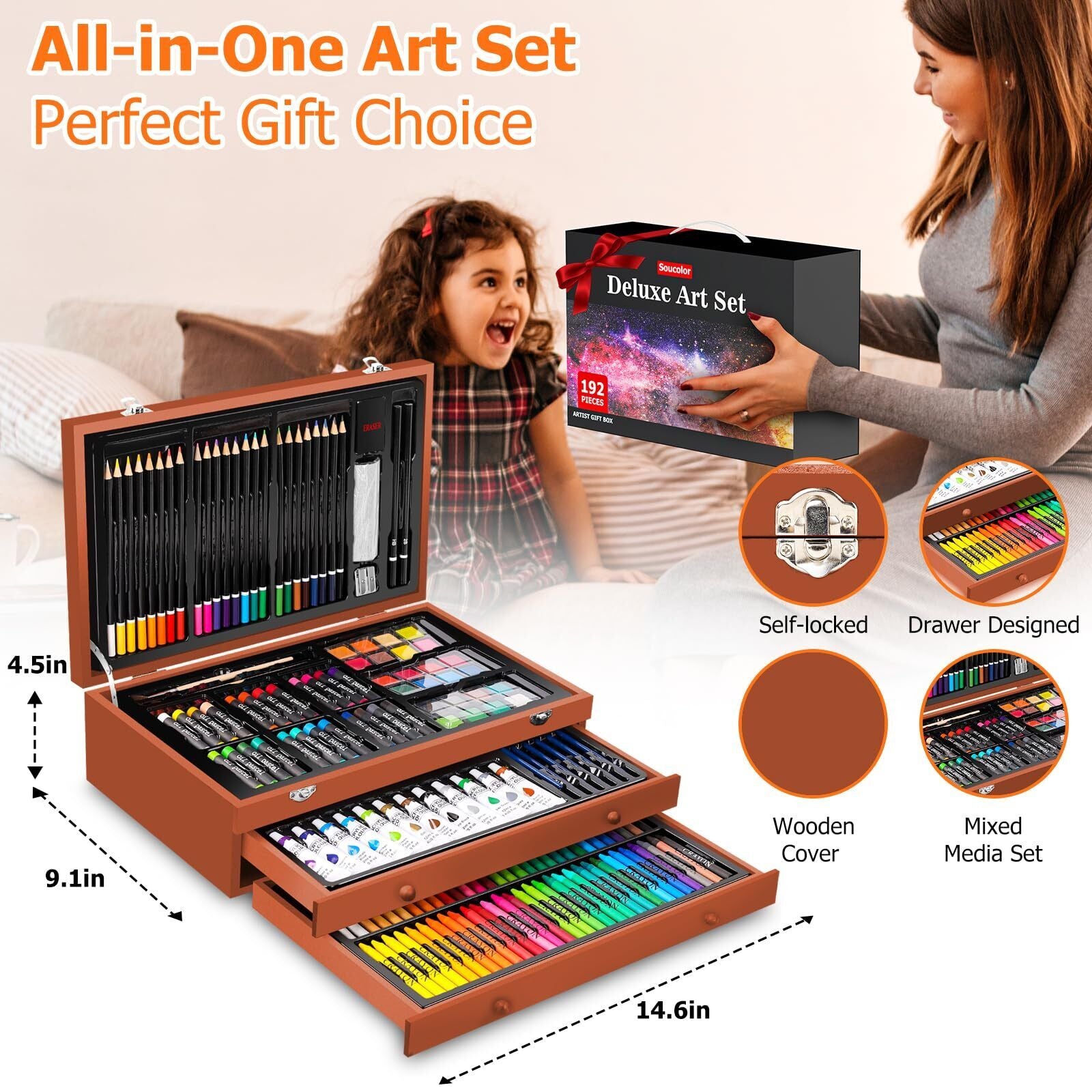 Comprehensive 192-Pack Deluxe Art Set - Premium Drawing and Painting Supplies for All Skill Levels