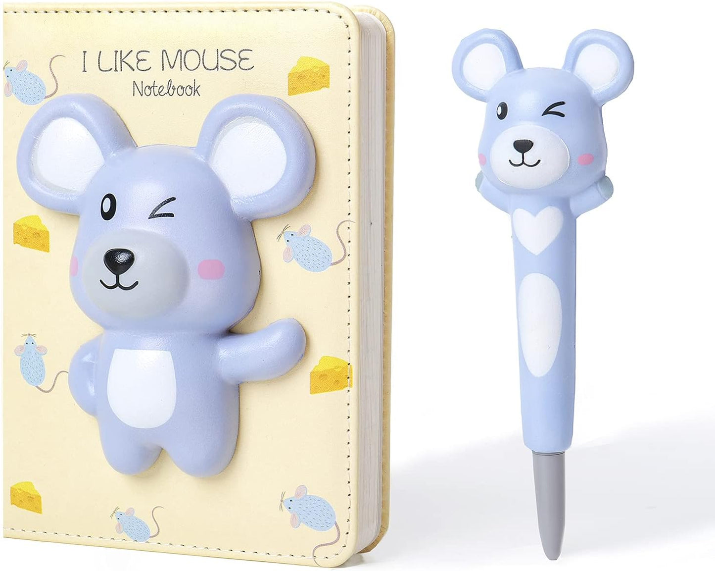 Charming Squishy Animals Notebook with Stress Relief Pen - A5 Cute Journal for Girls and Women