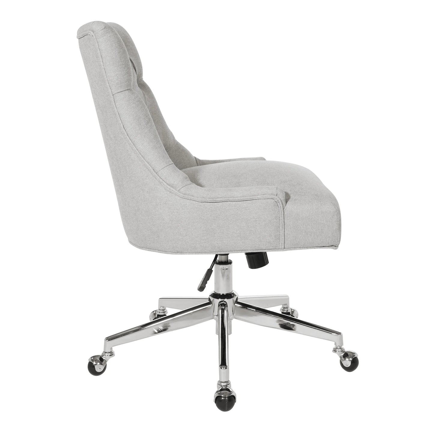 Sophisticated Amelia Office Chair in Fog Gray Fabric with Chrome Base for Ultimate Comfort and Style