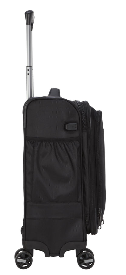 Premium 20-Inch Softside Carry-On Luggage with 8-Wheel Spinner in Classic Black