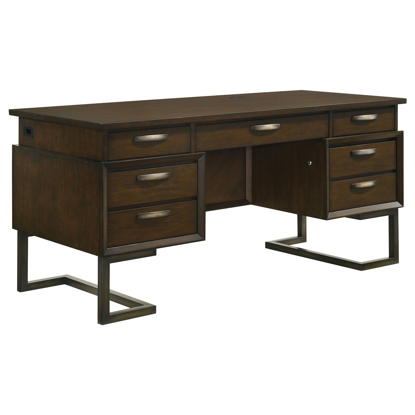 Marshall Executive Desk - Elegant Dark Walnut Finish with Functional Design for Modern Offices