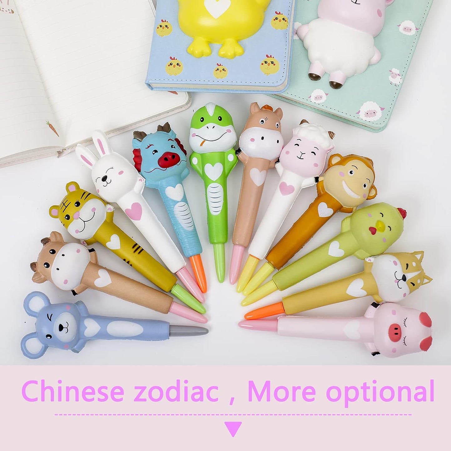 Charming Squishy Animals Notebook with Stress Relief Pen - A5 Cute Journal for Girls and Women