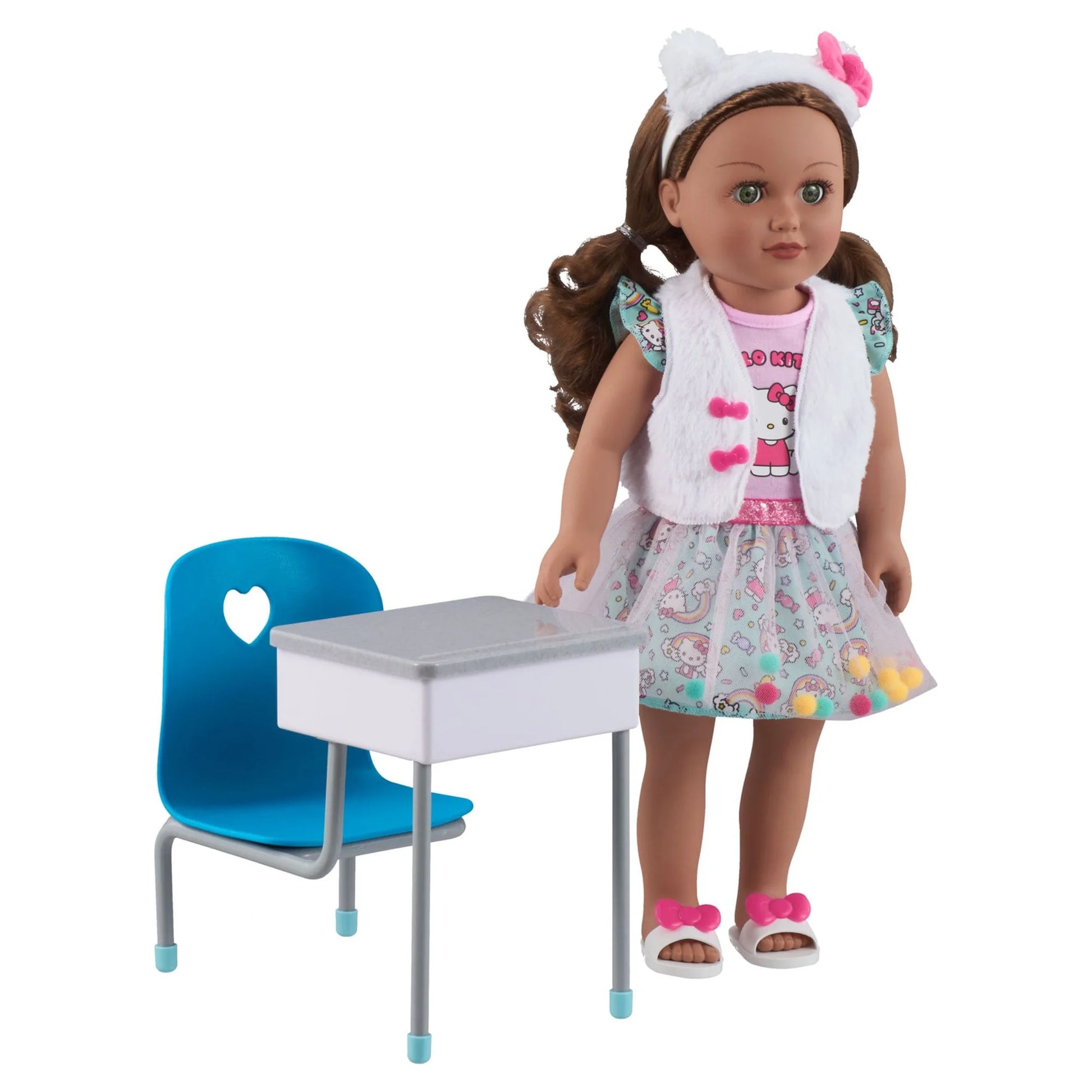 Plastic Student Desk with Blue Chair for Child 4+