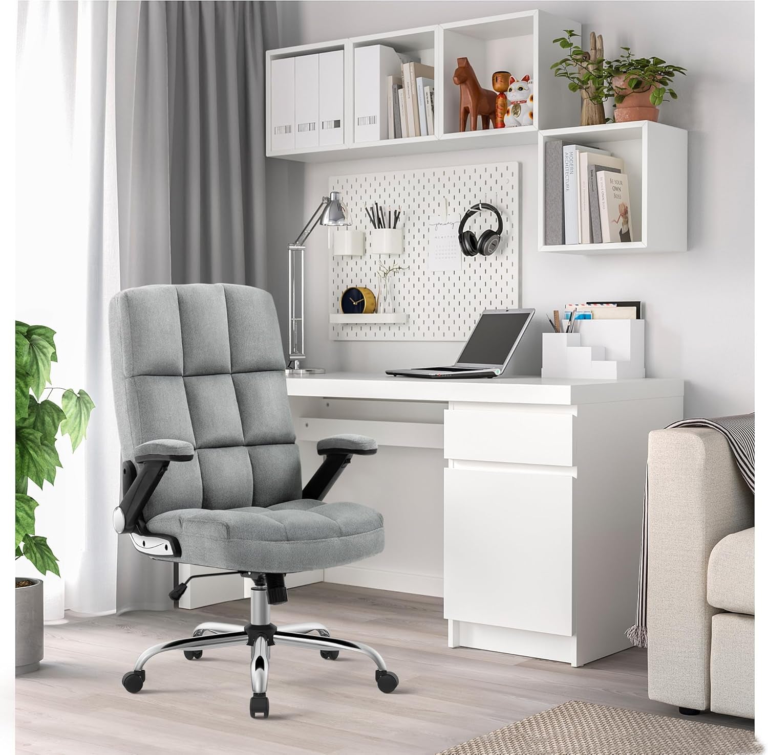 Ergonomic High Back Fabric Office Chair with Adjustable Features and Modern Design