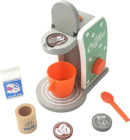 Engaging Wooden Coffee Maker Playset for Kids - Realistic Espresso Machine for Imaginative Kitchen Adventures in Pretend Play